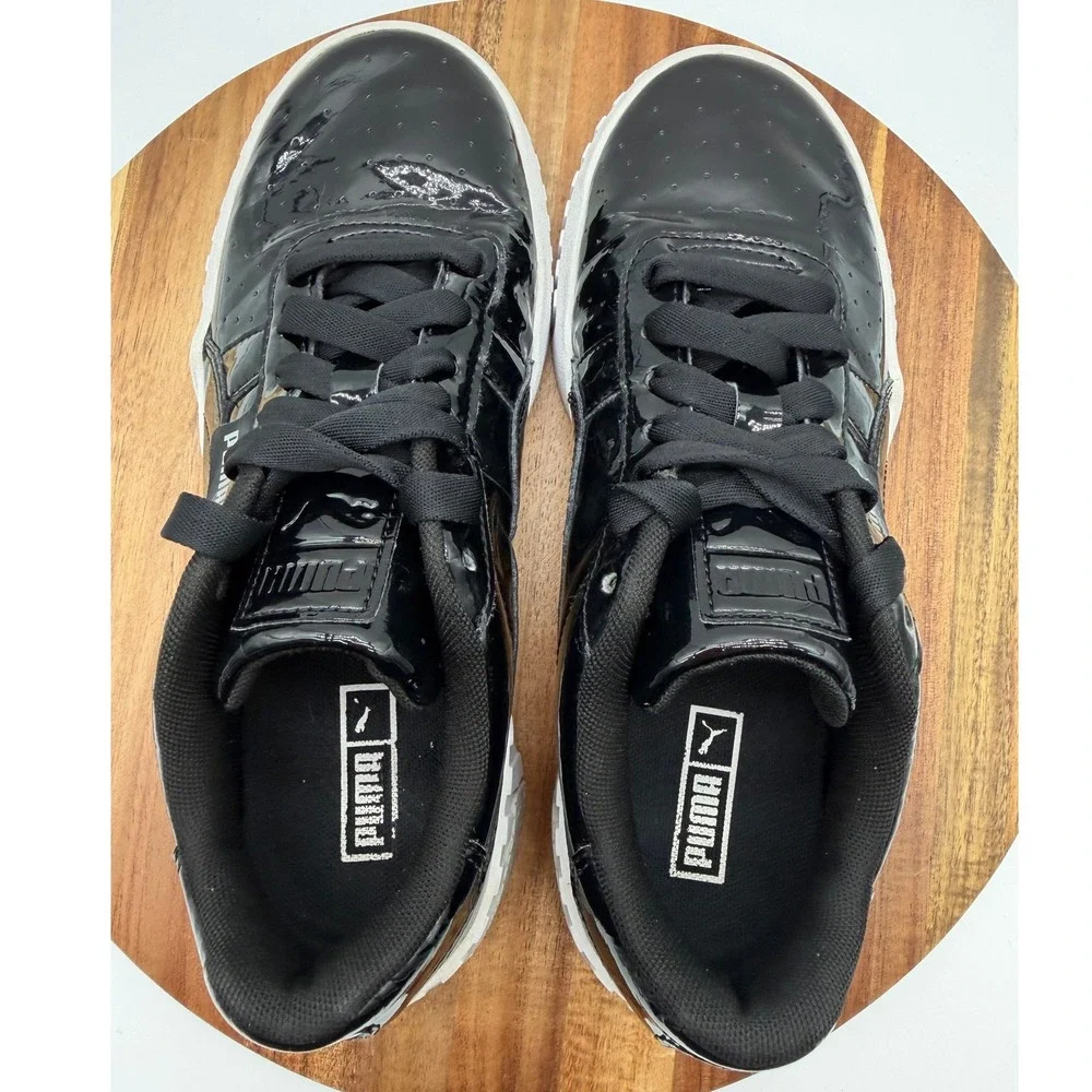Puma Cali Patent Black White Women's Size 6C Platform Sneakers 0498